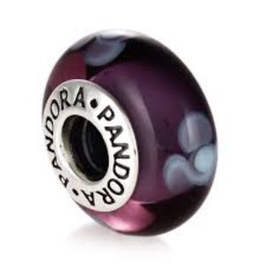 Pandora Purple with Blue Flowers Retired Charm